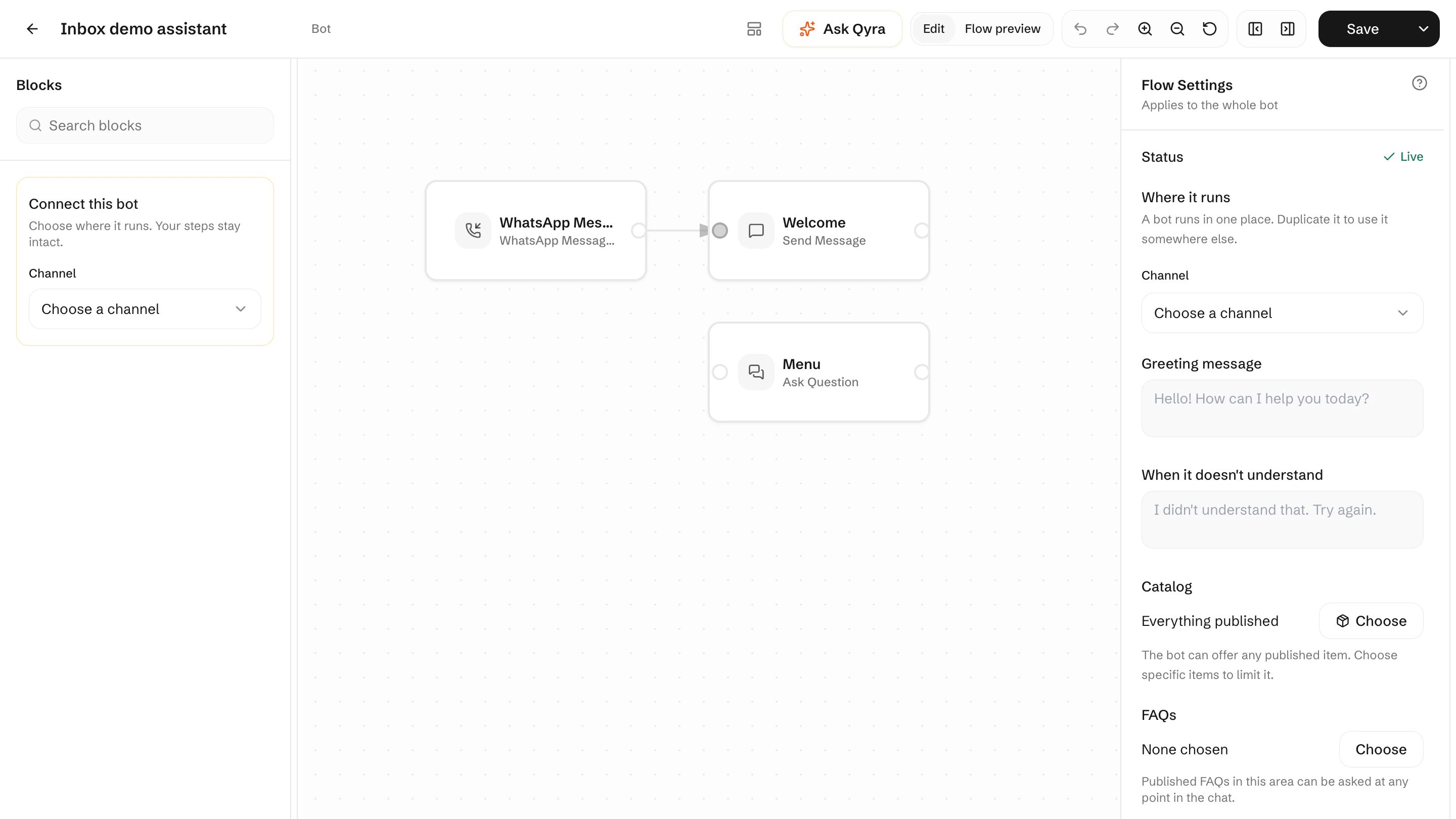 A bot flow in Qcom