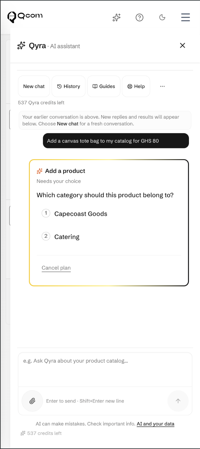 Qyra Product task card