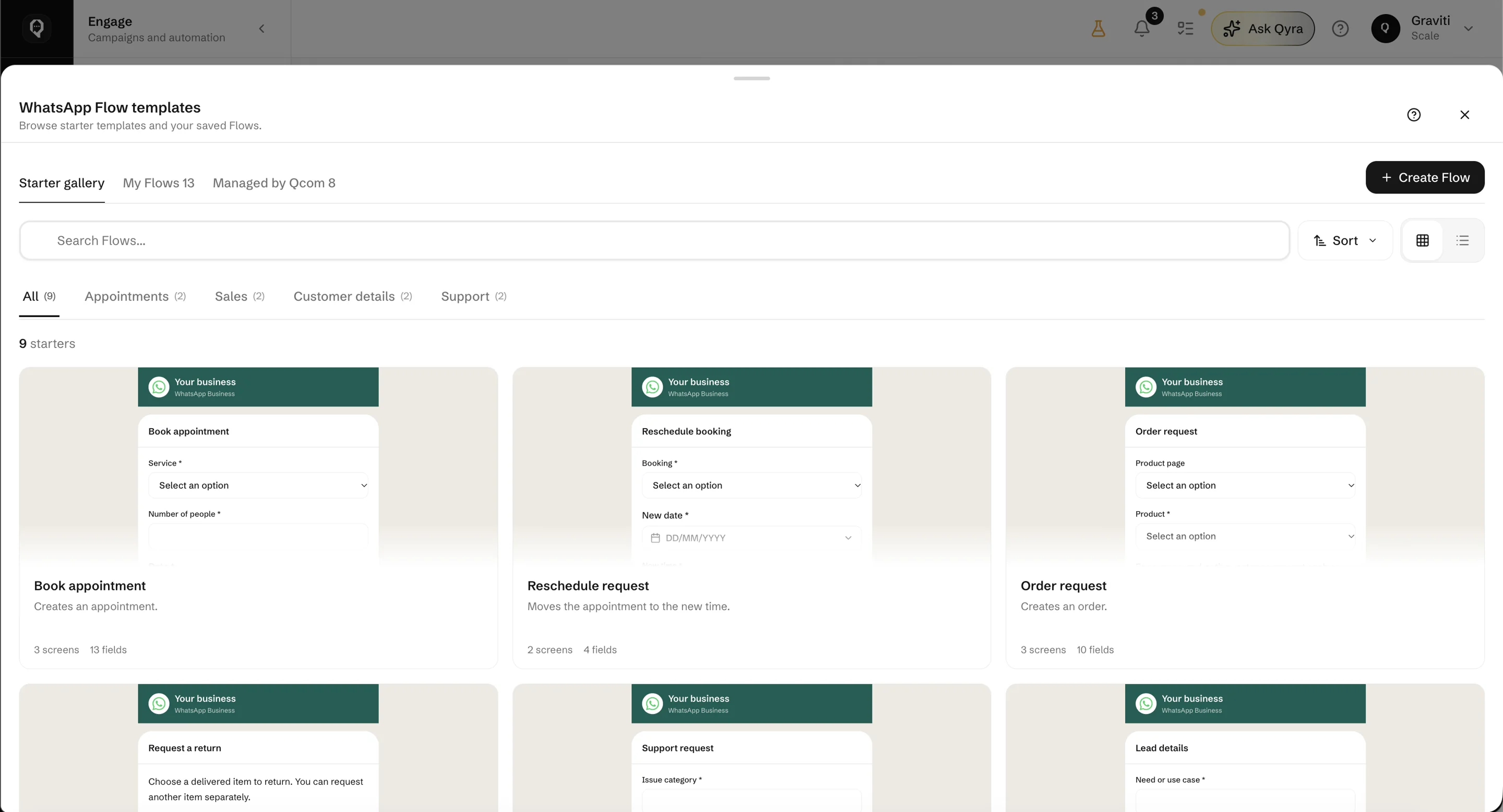 WhatsApp message templates in Qcom